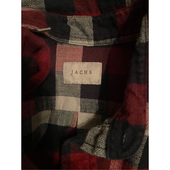 Jachs Mens Red & Black Plaid Long-Sleeve Button-Down Flannel Shirt Extra Large T - Picture 10 of 12